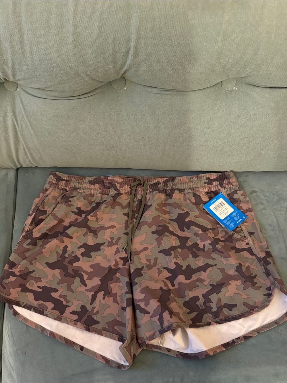 Columbia Women's Camo Athletic Shorts - Olive Green/Burgundy/Tan